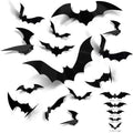 Halloween 3D Bat Wall Decor Set - 140 PVC Flying Bat Cutouts for Haunted House & Party