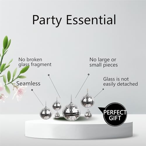54PCS Disco Ball Decorations Set with Elastic Thread - 4 Inch, 3.2 Inch, 2 Inch, 1.2 Inch