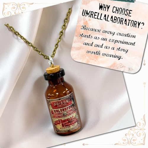 Gothic Potion Bottle Necklace - Sugar Skull Variation, Dark Academia Steampunk Jewelry