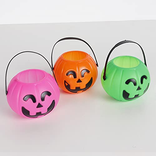 Mini Halloween Pumpkin & Cauldron Buckets, 12-Pack - Candy & Decor Set