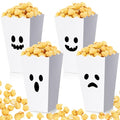 Halloween Ghost Popcorn Boxes Set - 24 Ghost Face Snack Buckets for Parties