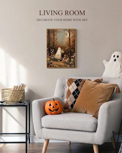 Halloween Ghost Wall Art Decor 12x16in - Ghost Meadow Variation