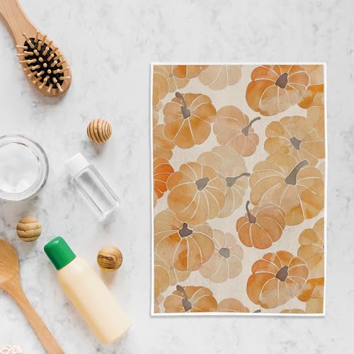 Pumpkin Kitchen Hand Towels - Fall Decor 16x24 Inches, Soft Chenille