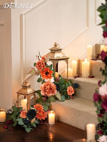 Artificial Flowers Orange Black Combo Set for Wedding Bridal Halloween Decor - 24 Pieces