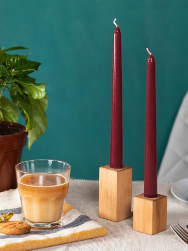 12 Inch Burgundy Taper Candles Set of 12 Unscented Dripless Christmas & Party Decor