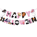Pink Halloween Banner Set for Party Decorations - Ghost, Pumpkin, Bat, Witch Themes
