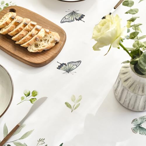 Horaldaily Eucalyptus Floral Tablecloth 60x120 Inch Rectangular Green for Party & Picnic