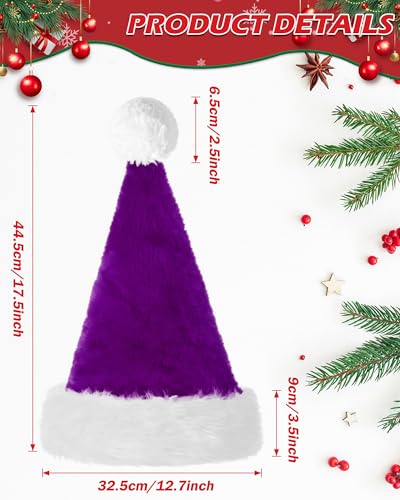 Purple Santa Hat 6PCS Adult Christmas Party Supplies Holiday Festivities