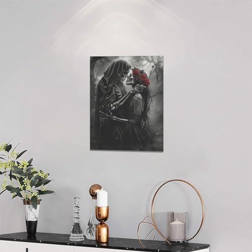 16 x 12 Inch Gothic Skull Wall Art Canvas Decoration for Living Room Bedroom Home Office - Skeleton Artwork