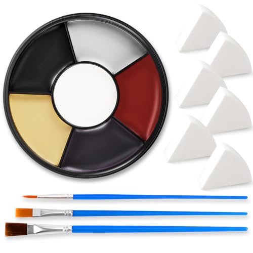 Halloween Face Body Paint Kit Set 04 - 6 Colors, Sponges & Brushes