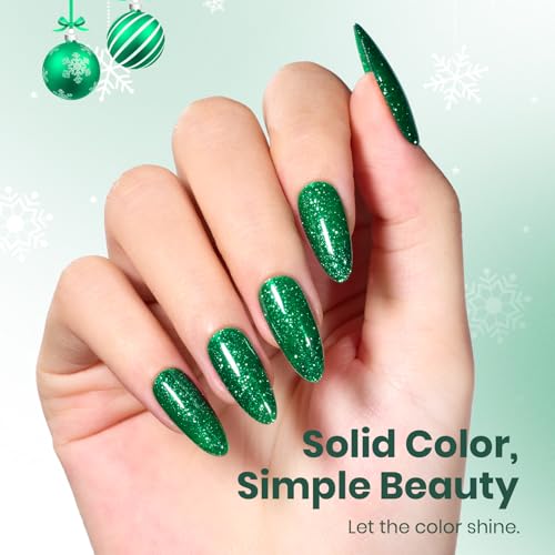 Beetles Green Gel Nail Polish - Glitter & Flakie Effect, 15ML - EverGleam