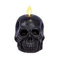 Flameless Skeleton Skull Candle - Black Moving Flame LED Halloween Décor - Small 3.75x4.25 inches