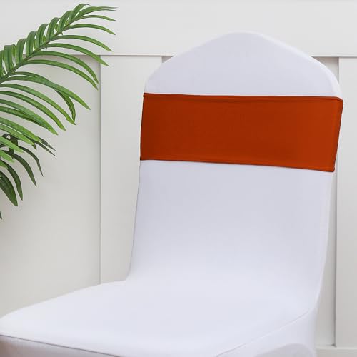 Terracotta Chair Sashes 50 Pack - Burnt Orange Spandex Wedding & Party Decor