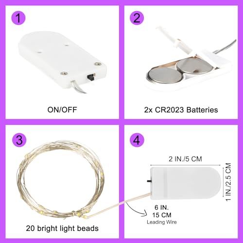 Purple Battery Powered Fairy Lights 6 Pack, 7ft 20LED String Decor