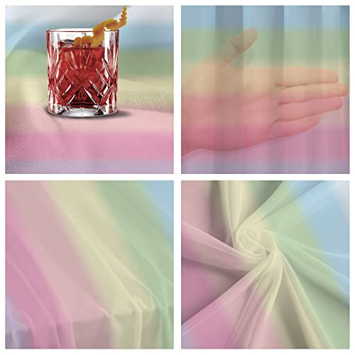 Rainbow Stripes Chiffon Table Runner 27x120 Inches - Wedding & Party Decor