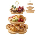 DUJUST 3-Tier Wooden Cupcake Stand Flower-Inspired Serving Tray - 3 Tier