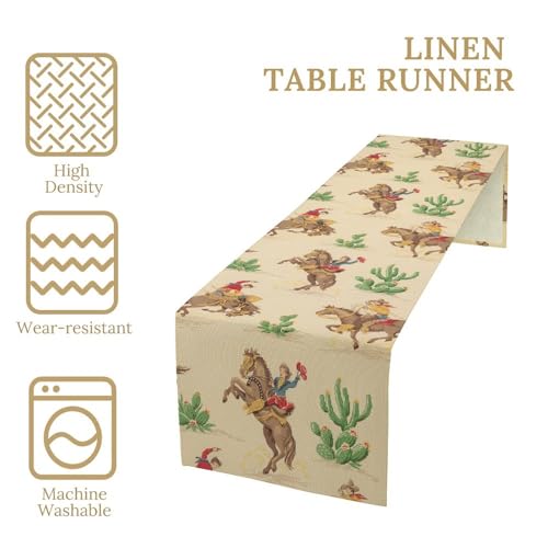 Western Cowboy Table Runner 13x36 Inch Rustic Desert Cactus Decor - Cowboy-6