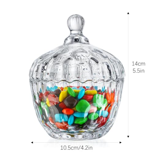 Clear 11.5oz Glass Candy Dish with Lid - Small Cookie Jar for Kitchen & Decor