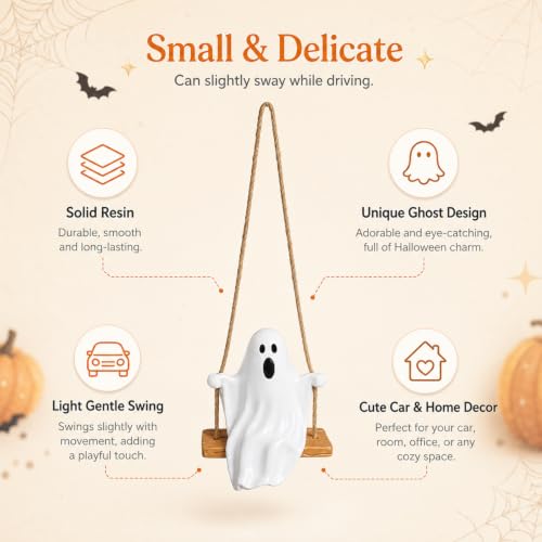Halloween Ghost Car Ornament - Swinging Resin Hanging Decoration - Style 2