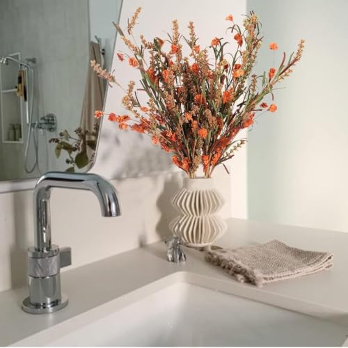 Burnt Orange Fall Flowers Artificial Stems 26in Bouquet for Home Decor
