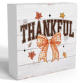 Thanksgiving Fall Decorations Bow Wooden Box Sign for Holiday Home Decor