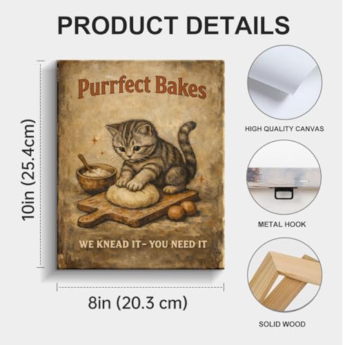 Cat Wall Art - Purrfect Bakes Canvas Decor - Variation Cat-01