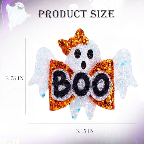 Halloween Hair Bow Clips - Glitter Ghost &