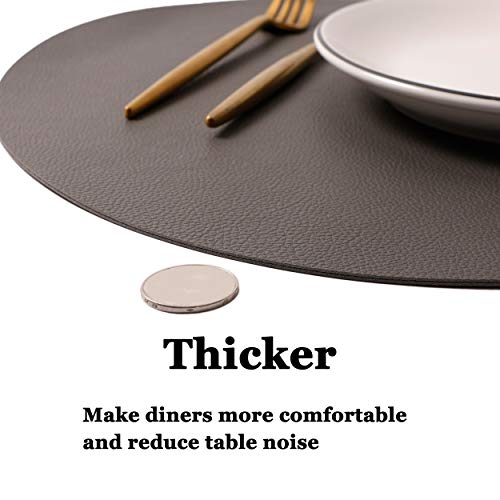 Gray Wipeable Leather Placemats and Coasters Set of 4 Waterproof Heat-Resistant