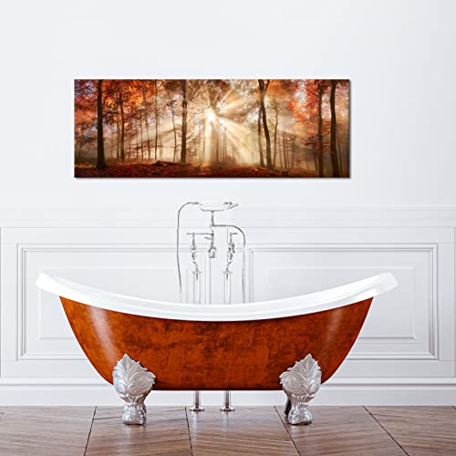 Autumn Forest Canvas Wall Art - Fall Landscape Nature Scene for Living Room
