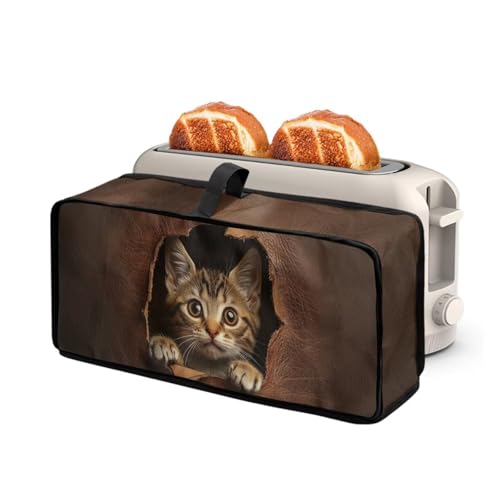 Funny Cat Long Slot Bread Machine Cover with Handle - Dustproof Kitchen Protector