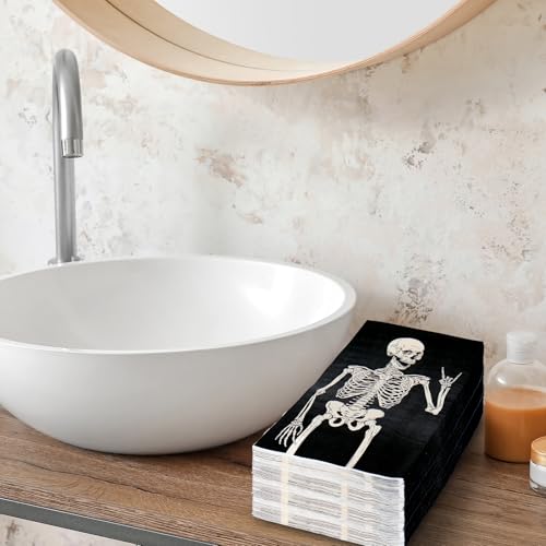 Halloween Skeleton Black Napkins 80pcs Disposable Paper Guest Table Decor