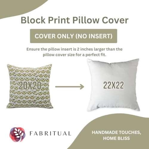 Boho Linen Throw Pillow Cover 14x14 Light Green Handmade Cushion Cover