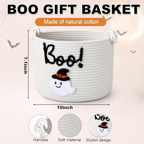 Halloween Trick or Treat Basket with Handle, Ghost Design, 9.84x7.09 Inch