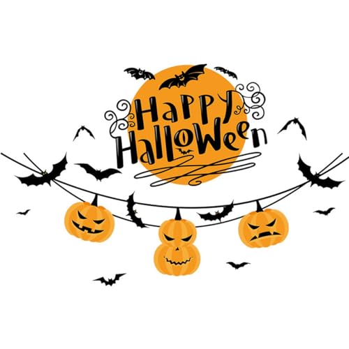 Halloween 02 Window Sticker - Evil Pumpkin Bat Pattern for Halloween Home Decorations