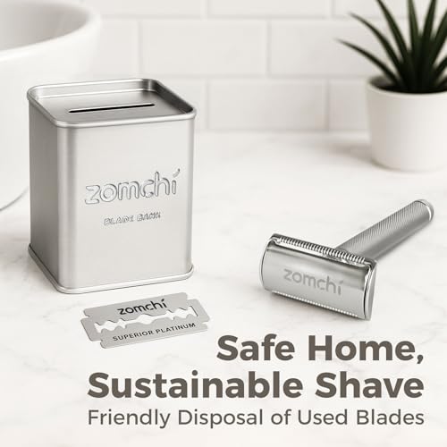 Silver Razor Blade Bank for Used Double Edge Safety Razors - Safe Disposal Container