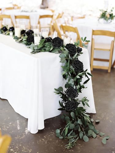 Black Glitter Roses 50PCS Artificial Foam Flowers with Stems - 2.76 Inch