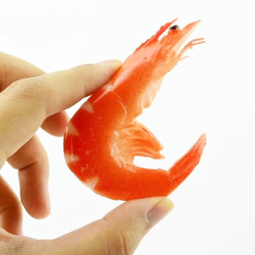 Artificial Red Shrimp Decor - 6 Pcs Realistic Seafood Model for Kitchen & Party