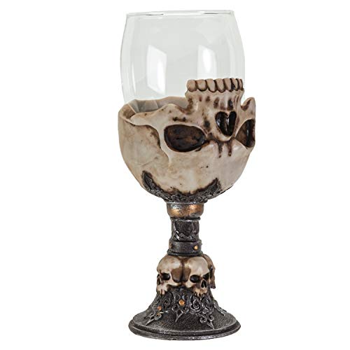 Skull Wine Goblet - Gothic 7oz Ceremonial Stemware with Hand-Painted Bone Design