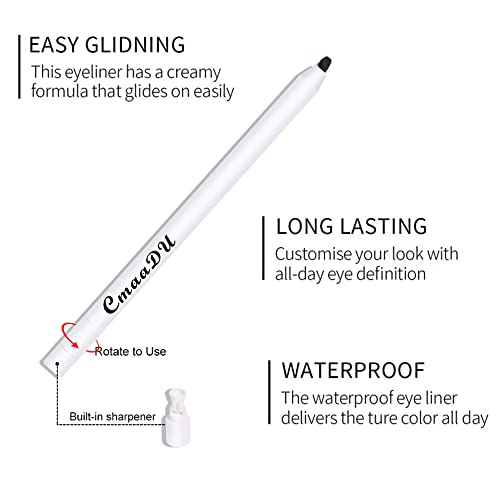 Black & White Eyeliner Pencil Set with Sharpener - Waterproof, High Pigment, Quick Dry