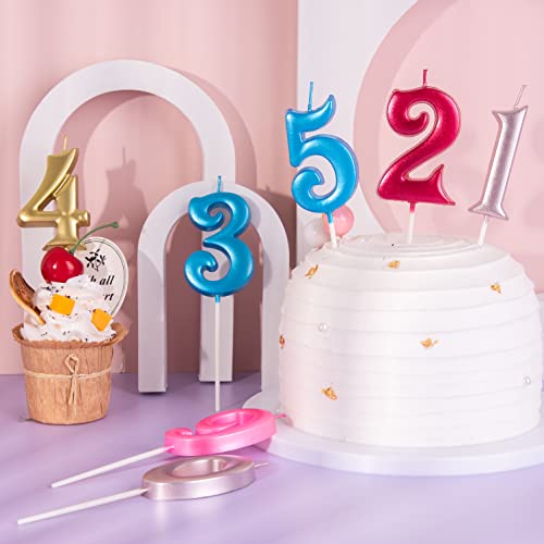 Pink Number Birthday Candles - 2.76 Inch Elegant Cake Number 4 - Party Celebration