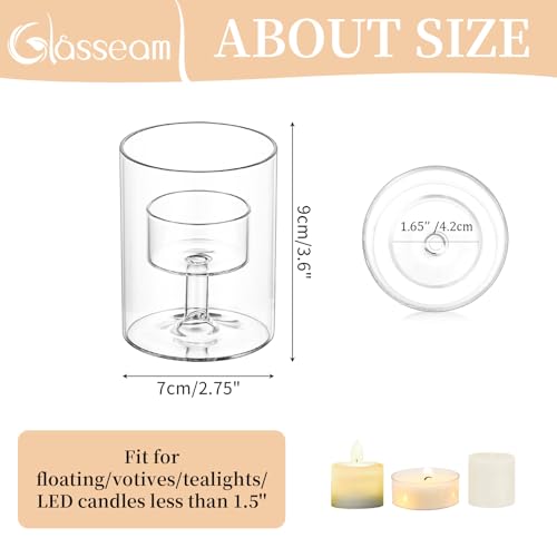 Set of 6 Glass Tealight Candle Holders - Small Hurricane Votive Decor - Variation of THIS listing