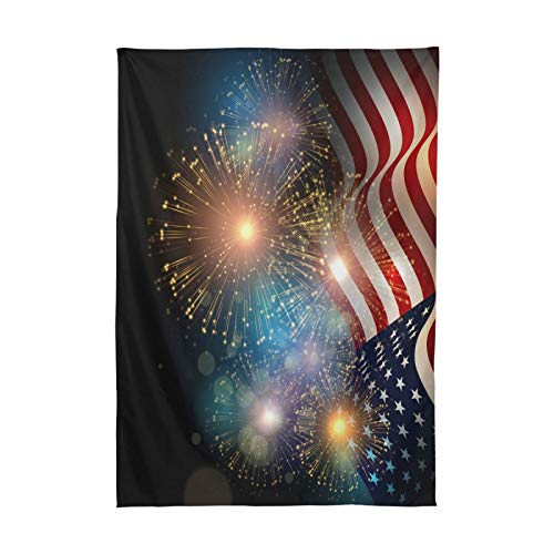 American Flag Fireworks Tablecloth - 120 x 60 Inch Rectangular Party Decor