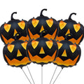 Halloween Black Pumpkin Balloons Set – 6 Foil Orange & Black Decorations