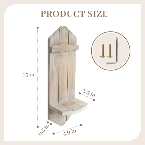 Wall Candle Sconces Set of Two - Rustic Wooden Candle Holders, Farmhouse Decor, Wash Brown
