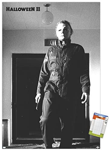 Halloween Wall Poster Set - Michael Artwork, 34x22.4 Inch Premium Decor & Mount Bundle