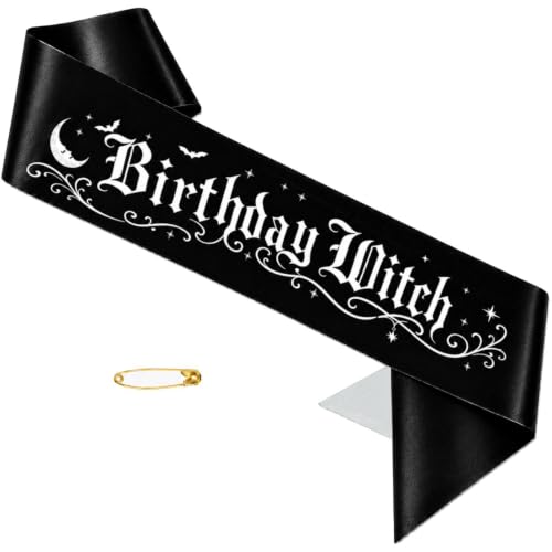 Halloween Witch Birthday Sash for Girls & Women - Black and White Variation