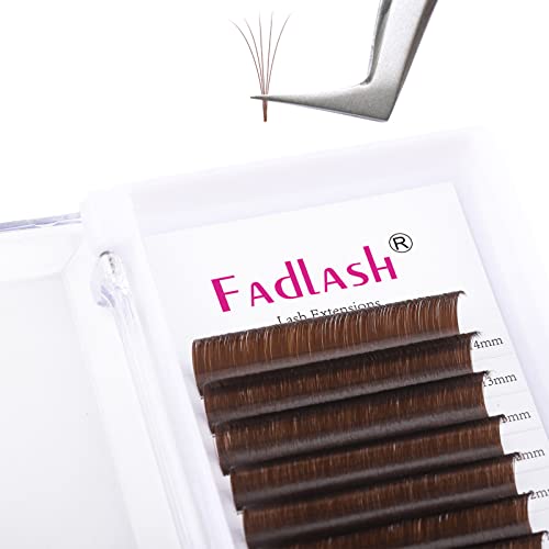 Brown Eyelash Extensions - Easy Fan Volume Lashes C Curl 8-14mm - Dark Brown