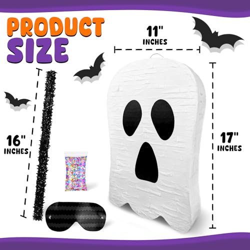 Ghost Halloween Piñata with Stick - 17 Inch Spooky Party Decor & Favors - Variation of Ghost Halloween