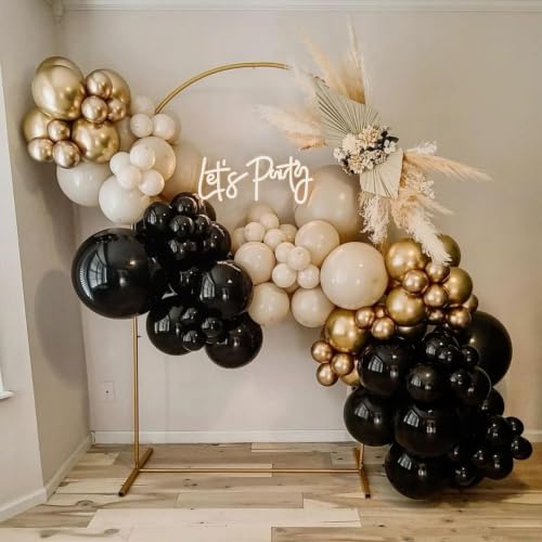 Black White Gold Balloons Set - 50pcs 12 Inch Latex for Birthday Party Decorations