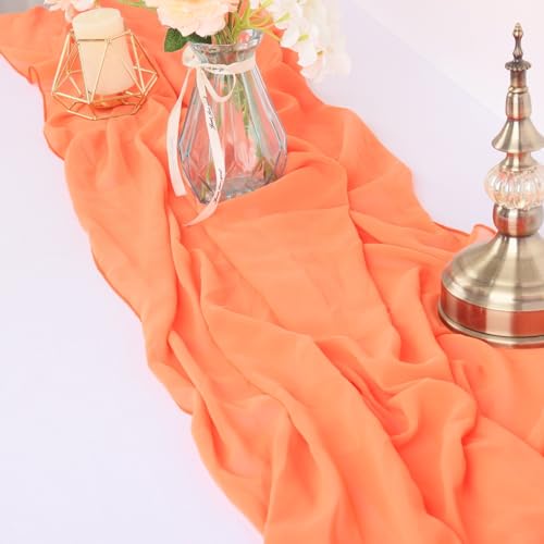 Burnt Orange Chiffon Table Runner 29x120 Inches - Rustic Wedding & Holiday Decor - Lightweight & Drapable | Each